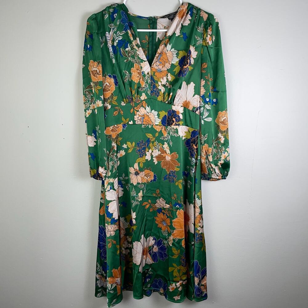 Maggy London Floral Green Dress‎ Size 2